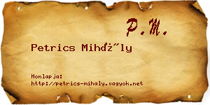 Petrics Mihály névjegykártya
